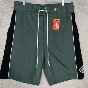 NOS New York Jets Shorts Men's XL Green Swim Trunks Board Team Apparel Lined NWT
